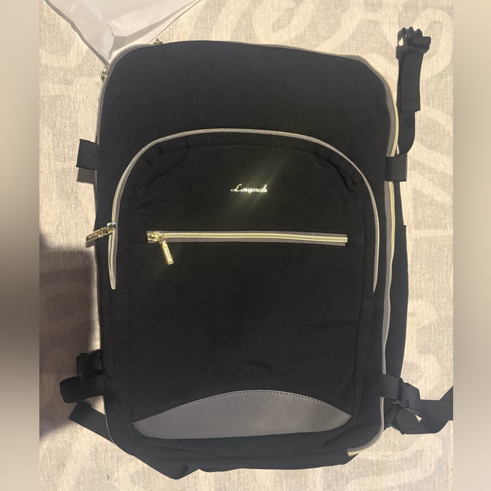 Travel Backpack Personal Item Carry on Black /Trolly Sleeve